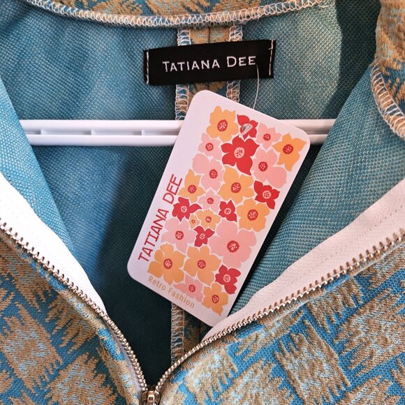 Pullover Cape Turquoise And Tan Vintage Fabric One Size NEW - Picture 11 of 11